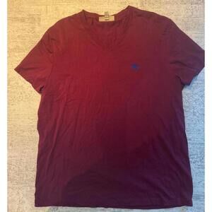 Burberry Men's Burgundy V-Neck T-Shirt sz XXL